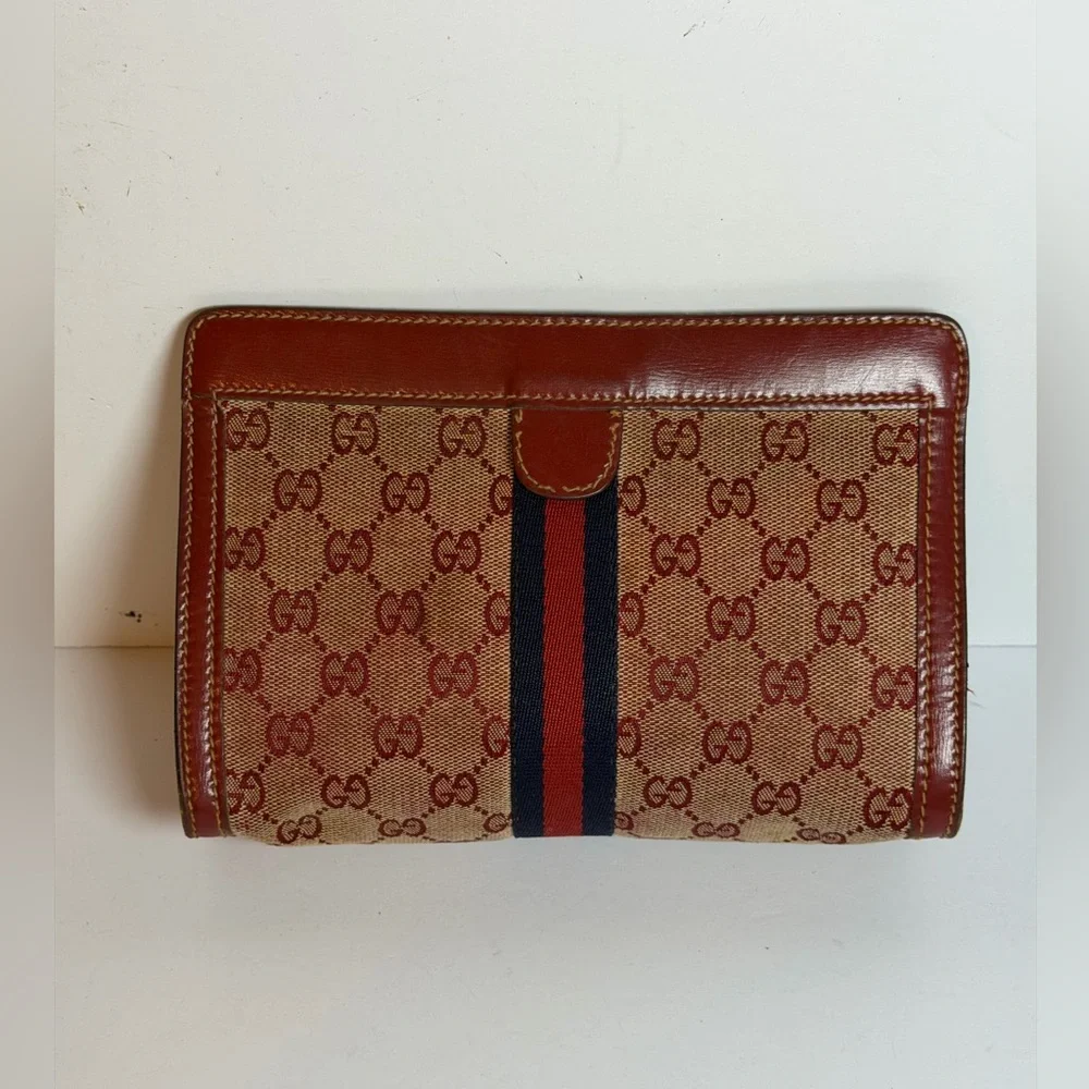 Vintage Gucci Parfums GG Monogram Red Clutch Bag